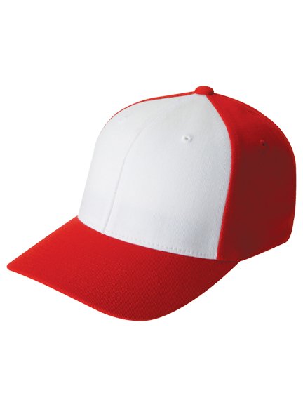 red and white baseball hat