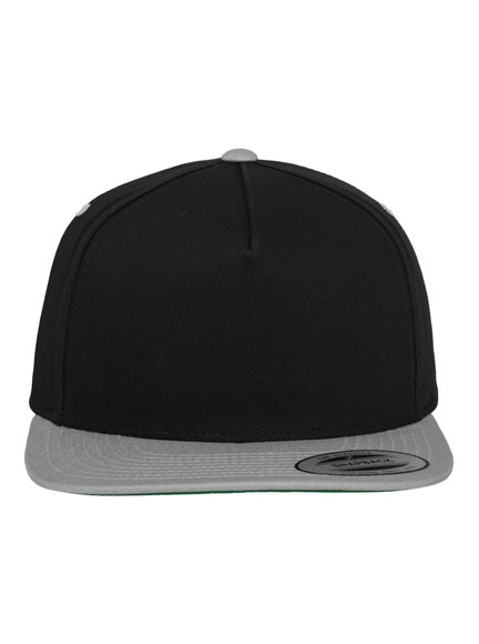 in Tone Snapback Cap - 5 Yupoong Modell Caps Black-Silver 2 Panel 6007T Snapback